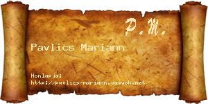 Pavlics Mariann névjegykártya